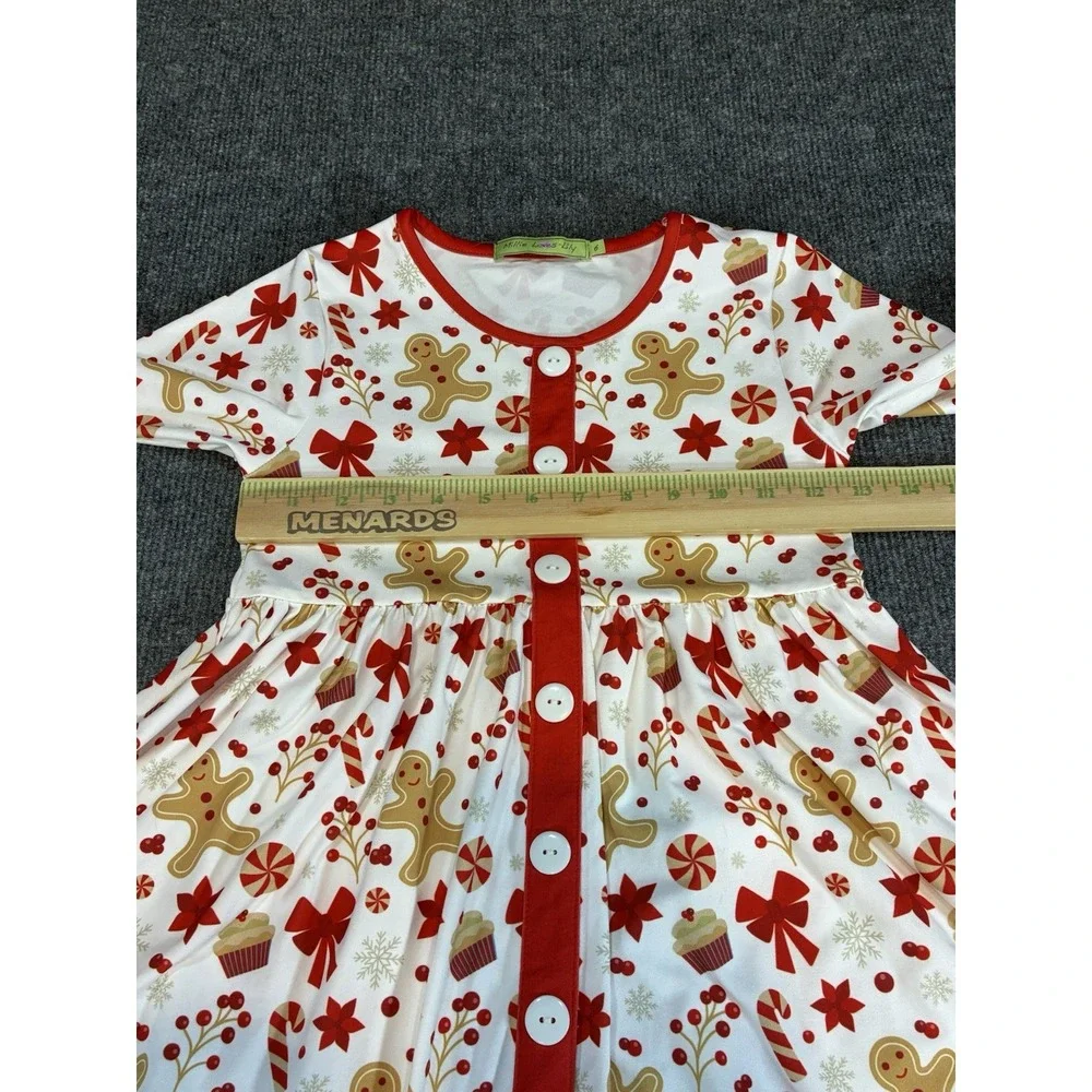 Millie Loves Lily Girls Size 6 Christmas Red White Gingerbread Long Sleeve Dress